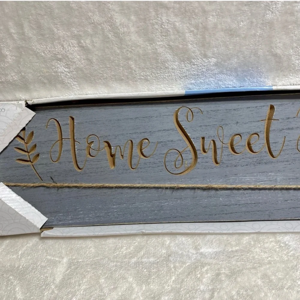 MELANNCO Home Sweet Home Wooden Rustic Farmhouse Gray Sign Wall Decor Western